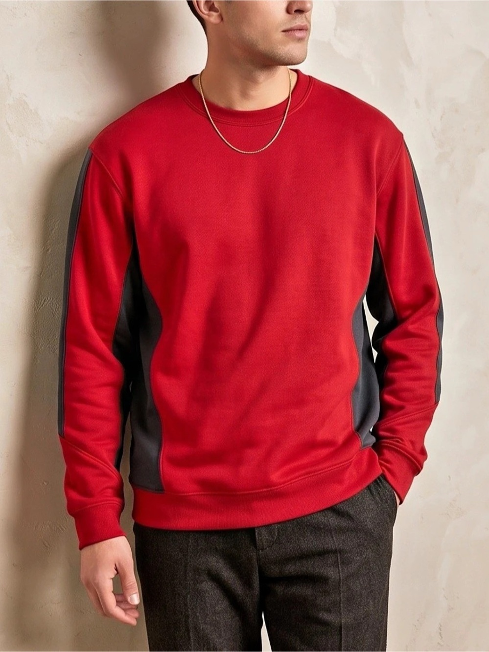 Holloway The Artillery Crew Color Block Crewneck Red & Gray XL NWT